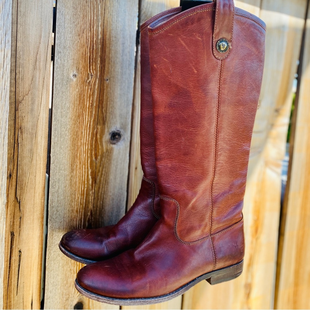 FRYE Mellisa Cognac Tall Boots Pull On size 7.5 B